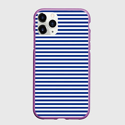 Чехол iPhone 11 Pro матовый Тельняшка ВМФ, цвет: 3D-фиолетовый