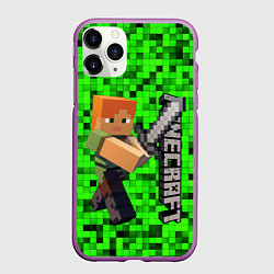 Чехол iPhone 11 Pro матовый MINECRAFT, цвет: 3D-фиолетовый