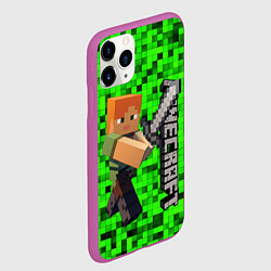 Чехол iPhone 11 Pro матовый MINECRAFT, цвет: 3D-фиолетовый — фото 2