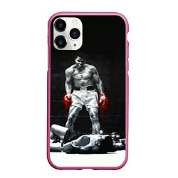 Чехол iPhone 11 Pro матовый Muhammad Ali, цвет: 3D-малиновый