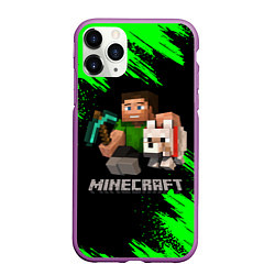 Чехол iPhone 11 Pro матовый MINECRAFT, цвет: 3D-фиолетовый