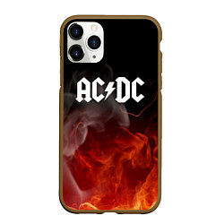 Чехол iPhone 11 Pro матовый AC DC, цвет: 3D-коричневый