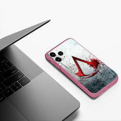 Чехол iPhone 11 Pro матовый Assassins Creed, цвет: 3D-малиновый — фото 2