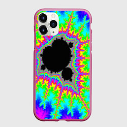 Чехол iPhone 11 Pro матовый Фрактальная кислотная черная дыра - множество Манд, цвет: 3D-малиновый