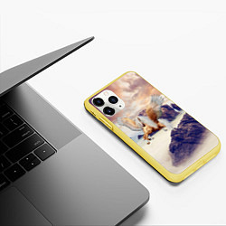 Чехол iPhone 11 Pro матовый Sea Sunset Horse, цвет: 3D-желтый — фото 2