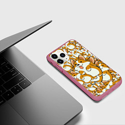 Чехол iPhone 11 Pro матовый Корги, цвет: 3D-малиновый — фото 2