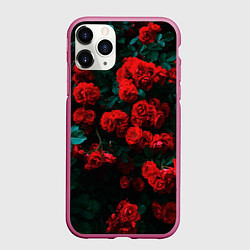 Чехол iPhone 11 Pro матовый Розы, цвет: 3D-малиновый