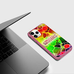 Чехол iPhone 11 Pro матовый Роблокс, цвет: 3D-малиновый — фото 2