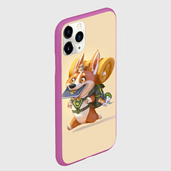 Чехол iPhone 11 Pro матовый КОРГИ ПУТЕШЕСТВЕННИК, цвет: 3D-фиолетовый — фото 2