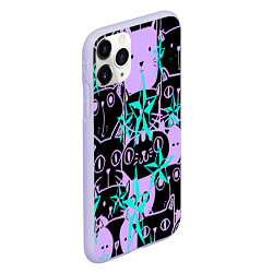Чехол iPhone 11 Pro матовый КИСЫ, цвет: 3D-светло-сиреневый — фото 2