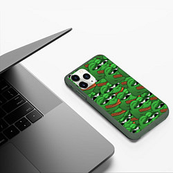 Чехол iPhone 11 Pro матовый Pepe The Frog, цвет: 3D-темно-зеленый — фото 2