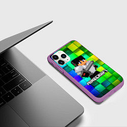 Чехол iPhone 11 Pro матовый Minecraft Майнкрафт, цвет: 3D-фиолетовый — фото 2