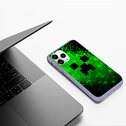 Чехол iPhone 11 Pro матовый MINECRAFT, цвет: 3D-светло-сиреневый — фото 2