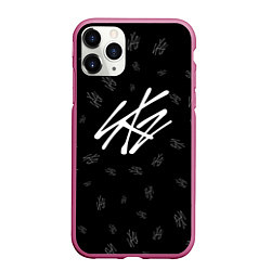 Чехол iPhone 11 Pro матовый Stray Kids, цвет: 3D-малиновый