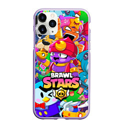 Чехол iPhone 11 Pro матовый BRAWL STARS GENE, цвет: 3D-светло-сиреневый