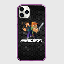 Чехол iPhone 11 Pro матовый Minecraft Майнкрафт, цвет: 3D-фиолетовый