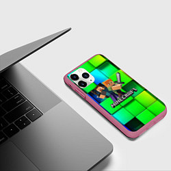 Чехол iPhone 11 Pro матовый MINECRAFT, цвет: 3D-малиновый — фото 2