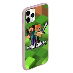 Чехол iPhone 11 Pro матовый MINECRAFT, цвет: 3D-розовый — фото 2