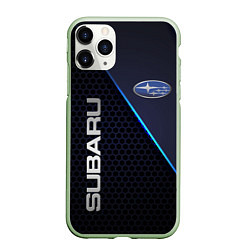 Чехол iPhone 11 Pro матовый SUBARU, цвет: 3D-салатовый