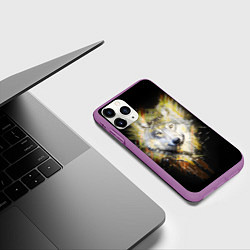 Чехол iPhone 11 Pro матовый Волчий тотем, цвет: 3D-фиолетовый — фото 2
