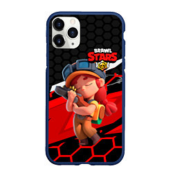 Чехол iPhone 11 Pro матовый Jessie brawl stars, цвет: 3D-тёмно-синий