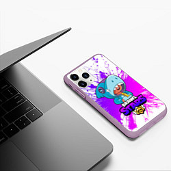 Чехол iPhone 11 Pro матовый Brawl stars leon shark, цвет: 3D-сиреневый — фото 2