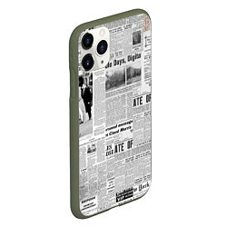 Чехол iPhone 11 Pro матовый Газета Newspaper, цвет: 3D-темно-зеленый — фото 2
