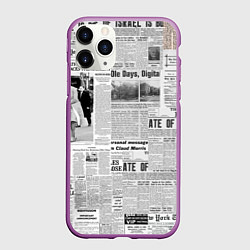 Чехол iPhone 11 Pro матовый Газета Newspaper, цвет: 3D-фиолетовый