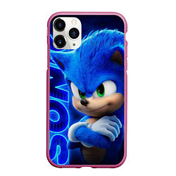Чехол iPhone 11 Pro матовый SONIC, цвет: 3D-малиновый