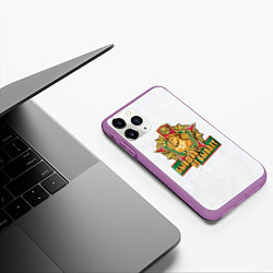 Чехол iPhone 11 Pro матовый Бывших не бывает погранвойска, цвет: 3D-фиолетовый — фото 2