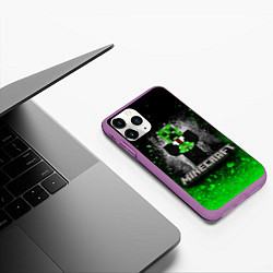 Чехол iPhone 11 Pro матовый MINECRAFT, цвет: 3D-фиолетовый — фото 2