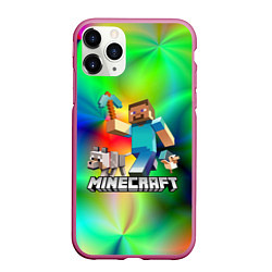 Чехол iPhone 11 Pro матовый MINECRAFT, цвет: 3D-малиновый