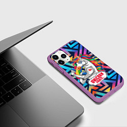 Чехол iPhone 11 Pro матовый Unicorn Power Единорог, цвет: 3D-фиолетовый — фото 2