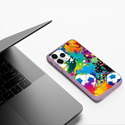 Чехол iPhone 11 Pro матовый Football Paints, цвет: 3D-сиреневый — фото 2