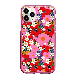 Чехол iPhone 11 Pro матовый Flowers, цвет: 3D-малиновый