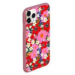 Чехол iPhone 11 Pro матовый Flowers, цвет: 3D-малиновый — фото 2