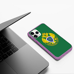Чехол iPhone 11 Pro матовый Пограничная служба зеленый, цвет: 3D-фиолетовый — фото 2