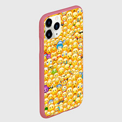 Чехол iPhone 11 Pro матовый Смайлики Emoji, цвет: 3D-малиновый — фото 2
