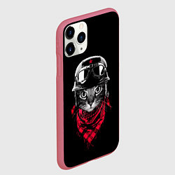 Чехол iPhone 11 Pro матовый КОТИК В ШЛЕМЕ, цвет: 3D-малиновый — фото 2