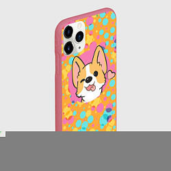Чехол iPhone 11 Pro матовый Милый корги, цвет: 3D-малиновый — фото 2
