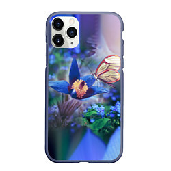 Чехол iPhone 11 Pro матовый Бабочка, цвет: 3D-серый