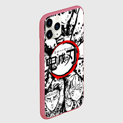 Чехол iPhone 11 Pro матовый Kimetsu no yaiba чернобелый аниме коллаж, цвет: 3D-малиновый — фото 2