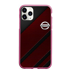 Чехол iPhone 11 Pro матовый Nissan, цвет: 3D-малиновый