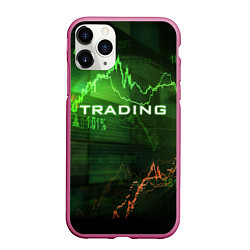 Чехол iPhone 11 Pro матовый Трейдинг 03, цвет: 3D-малиновый
