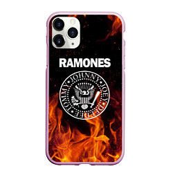 Чехол iPhone 11 Pro матовый Ramones, цвет: 3D-розовый