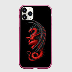 Чехол iPhone 11 Pro матовый Red Dragon, цвет: 3D-малиновый