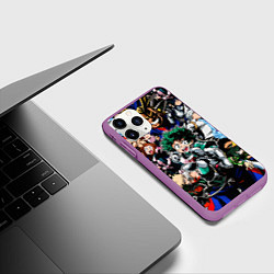 Чехол iPhone 11 Pro матовый Моя геройская академия, цвет: 3D-фиолетовый — фото 2