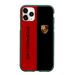 Чехол iPhone 11 Pro матовый PORSCHE, цвет: 3D-темно-зеленый