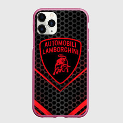 Чехол iPhone 11 Pro матовый Lamborghini, цвет: 3D-малиновый