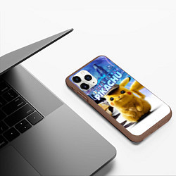 Чехол iPhone 11 Pro матовый Детектив Пикачу, цвет: 3D-коричневый — фото 2